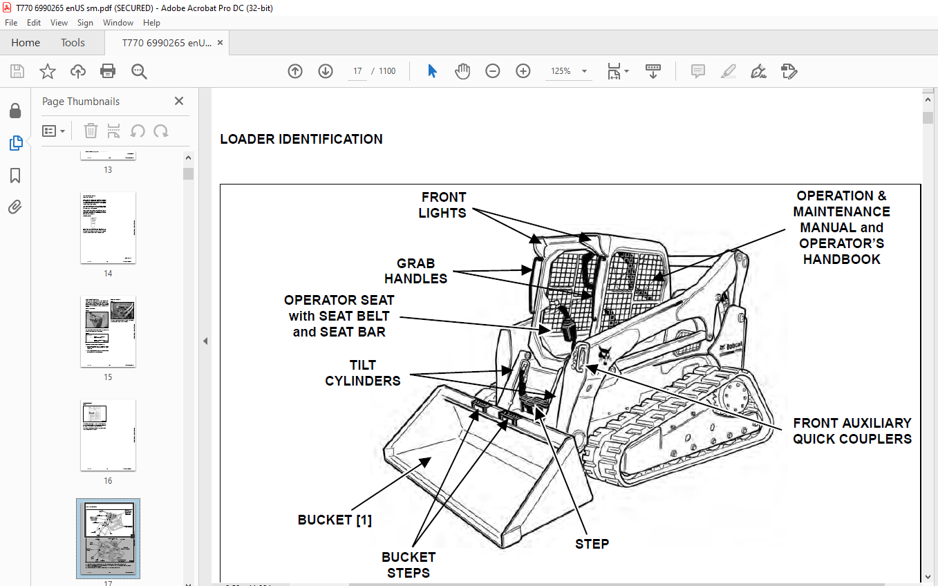 Bobcat T770 Compact Track Loader Service Manual 6990265 - PDF DOWNLOAD ...