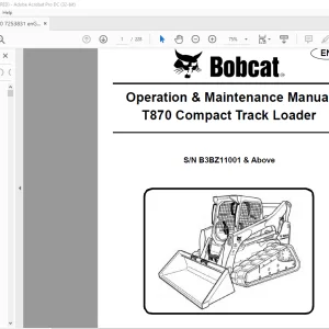 Bobcat T870 Compact Track Loader Operation & Maintenance Manual SN B3BZ11001 & Above - PDF DOWNLOAD