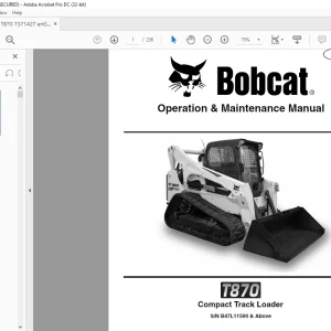Bobcat T870 Compact Track Loader Operation & Maintenance Manual SN B47L11500 & Above - PDF DOWNLOAD