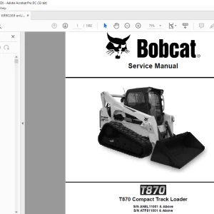 Bobcat T870 Compact Track Loader Service Manual 6990269 - PDF DOWNLOAD