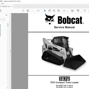 Bobcat T870 Compact Track Loader Service Manual 7248302 - PDF DOWNLOAD
