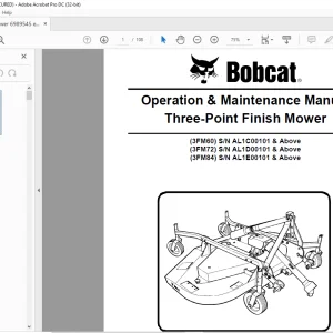 Bobcat Three-Point Finish Mower 3FM60 3FM72 3FM84 Operation & Maintenance Manual 6989545 (6-10) -  PDF DOWNLOAD
