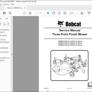 Bobcat Three-Point Finish Mower 3FM60 3FM72 3FM84 Service Manual 6989546 (6-10)  - PDF DOWNLOAD
