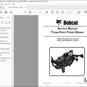 Bobcat Three-Point Finish Mower FM60 FM72 Service Manual  - PDF DOWNLOAD