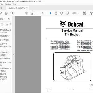 Bobcat Tilt Bucket CLS1 80 CLS1 100 CLS2 105 CLS2 120 CLS2 140 CLS3 105 CLS3 120 CLS3 140 CLS4 120 CLS4 140 CLS4 150 CLS6 160 Service Manual 6989444 (6-12) -  PDF DOWNLOAD