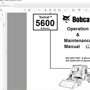 Bobcat Toolcat™ 5600 B-Series Utility Work - HeyDownloads - Manual