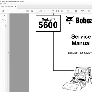 Bobcat Toolcat™ 5600  Service Manual SN 520511001 & Above  - PDF DOWNLOAD