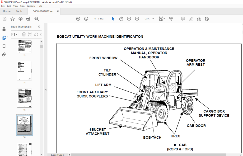 Bobcat Toolcat™ 5600 Service Manual SN 520511001 & Above - PDF DOWNLOAD