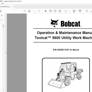 Bobcat Toolcat™ 5600 Utility Work Machine Operation & Maintenance Manual SN AHG811001 & Above  - PDF DOWNLOAD