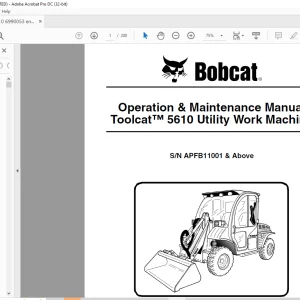 Bobcat Toolcat™ 5610 Utility Work Machine Operation & Maintenance Manual SN APFB11001 & Above - PDF DOWNLOAD