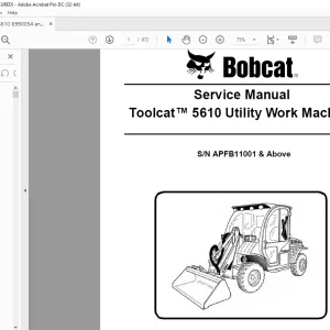 Bobcat Toolcat™ 5610 Utility Work Machine Service Manual SN APFB11001 & Above  - PDF DOWNLOAD