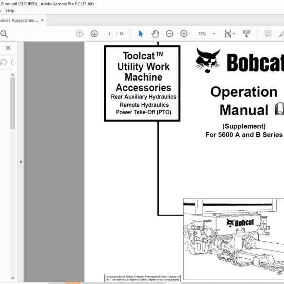 Bobcat Toolcat™ Utility Work Machine Accessories Rear Auxiliary