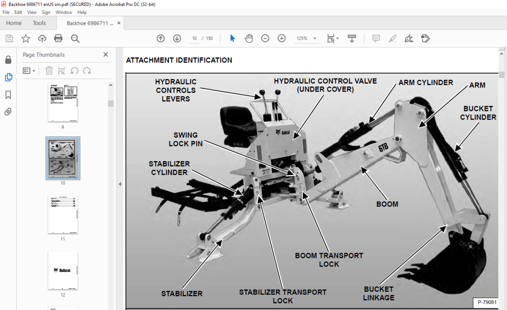 Bobcat Tractor Backhoe 6TB 7TB 8TB Service Manual 6986711 (10-11) - PDF