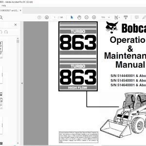 Bobcat Turbo 863 & Turbo 863 High Flow Loader Operation & Maintenance Manual 6900937 - PDF DOWNLOAD
