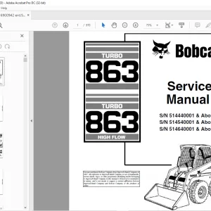 Bobcat Turbo 863 & Turbo 863 High Flow Loader Service Manual 6900942 - PDF DOWNLOAD