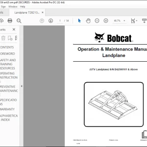Bobcat UTV Landplane Operation & Maintenance Manual SN B42500101 & Above - PDF DOWNLOAD