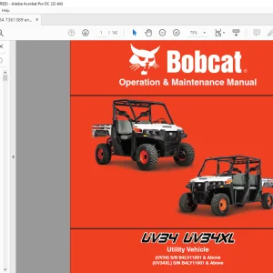 Bobcat UV34 UV34XL Utility Vehicle Operation & Maintenance Manual 7361389 (03-19) - PDF DOWNLOAD