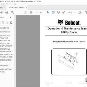 Bobcat Utility Blade 54 Operation & Maintenance Manual SN APHL00101 & Above - PDF DOWNLOAD