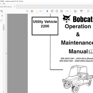 Bobcat Utility Vehicle 2200 Operation & Maintenance Manual - PDF DOWNLOAD