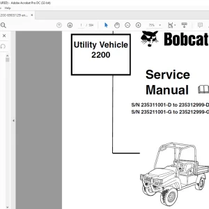 Bobcat Utility Vehicle 2200 Service Manual  - PDF DOWNLOAD