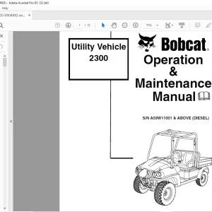 Bobcat Utility Vehicle 2300 Operation & Maintenance Manual A59W11001 & ABOVE (DIESEL) - PDF DOWNLOAD