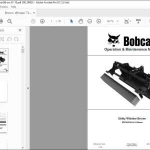 Bobcat Utility Whisker Broom Operation & Maintenance Manual SN B4VC00101 & Above - PDF DOWNLOAD