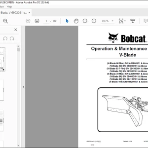 Bobcat V-Blade 60 Man V-Blade 60 V-Blade 60 7-Pin V-Blade 72 V-Blade 72 Man V-Blade 84 V-Blade 96 V-Blade 108  Operation & Maintenance Manual - PDF DOWNLOAD