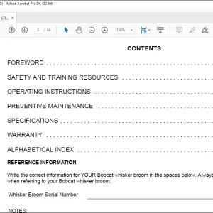 Bobcat Whisker Broom 72WB 90WB Operation & Maintenance Manual - PDF DOWNLOAD