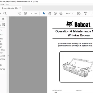 Bobcat Whisker Broom 72WB 90WB Operation & Maintenance Manual 6901160 (04-15) - PFD DOWNLOAD