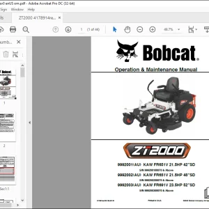 Bobcat ZT2000  Operation & Maintenance Manual 4178914 (06-20)  - PDF DOWNLOAD