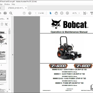 Bobcat ZT6000 ZT6100 Operation & Maintenance Manual 4178815 (06-20)  - PDF DOWNLOAD