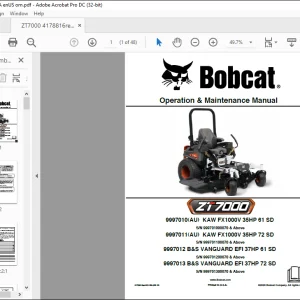 Bobcat ZT7000 Operation & Maintenance Manual 4178816 (06-20)  -  PDF DOWNLOAD