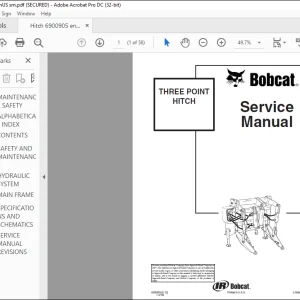 Bobcat THREE POINT HITCH Service Manual 6900905 (6-12) - PDF DOWNLOAD