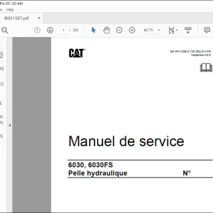 CAT 6030, 6030FS Pelle hydraulique Manuel de service - PDF DOWNLOAD (French)