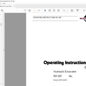 CAT Bucyrus RH 30F Hydraulic Excavator Operating Instructions Manual BI651531 - PDF DOWNLOAD