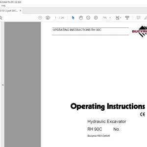 CAT Bucyrus RH 90C Hydraulic Excavator Operating Instructions Manual BI651512 - PDF DOWNLOAD