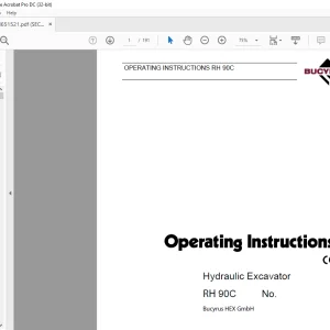 CAT Bucyrus RH 90C Hydraulic Excavator Operating Instructions Manual BI651521  - PDF DOWNLOAD