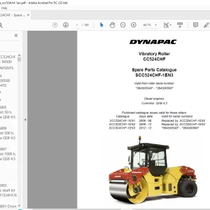 Dynapac CC524CHF Vibratory Roller Spare Parts Catalogue Manual  - PDF DOWNLOAD
