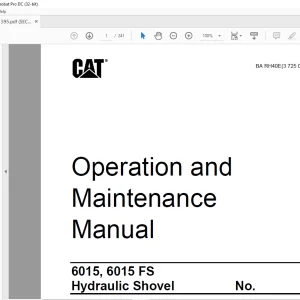 Cat 6015, 6015 FS Hydraulic Excavator Operation and Maintenance Manual BI651395  - PDF DOWNLOAD