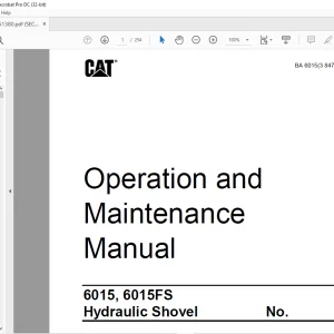 Cat 6015, 6015FS Hydraulic Shovel Operation and Maintenance Manual BI651380  - PDF DOWNLOAD