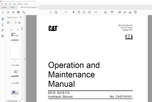 Cat 6018, 6018 FS Hydraulic Shovel Operation and Maintenance Manual BI015192 -  PDF DOWNLOAD