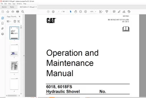 Cat 6018, 6018FS Hydraulic Shovel Operation and Maintenance Manual BI015693 - PDF DOWNLOAD