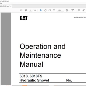 Cat 6018, 6018FS Hydraulic Shovel Operation and Maintenance Manual BI015693 - PDF DOWNLOAD