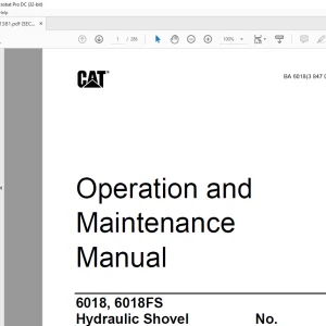 Cat 6018, 6018FS Hydraulic Shovel Operation and Maintenance Manual BI651381  - PDF DOWNLOAD