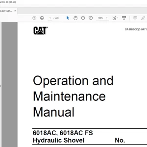 Cat 6018AC, 6018AC FS Hydraulic Shovel Operation and Maintenance Manual BI651378 - PDF DOWNLOAD