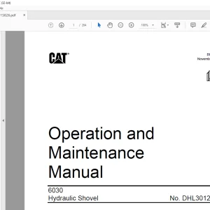 Cat 6030 Hydraulic Shovel Operation and Maintenance Manual BI015826 - PDF DOWNLOAD