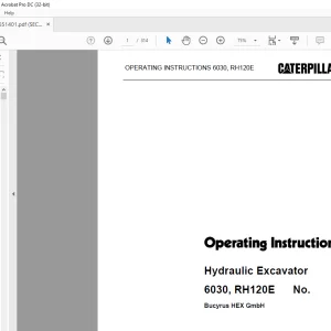 Caterpillar 6030 RH120E Hydraulic Excavator Operating Instructions Manual BI651401 -  PDF DOWNLOAD