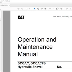 Cat 6030AC, 6030ACFS Hydraulic Shovel Operation and Maintenance Manual BI651375 - PDF DOWNLOAD