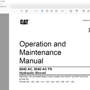 Cat 6040 AC,6040 AC FS Hydraulic Shovel Operation and Maintenance Manual EM029995 - PDF DOWNLOAD