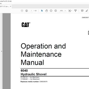Cat 6040 Hydraulic Shovel Operation and Maintenance Manual EM030971 - PDF DOWNLOAD